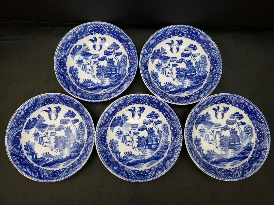 ブルーウィロー 明治大正 伊万里 染付 輸出用 深皿 小鉢 5客 - メルカリ