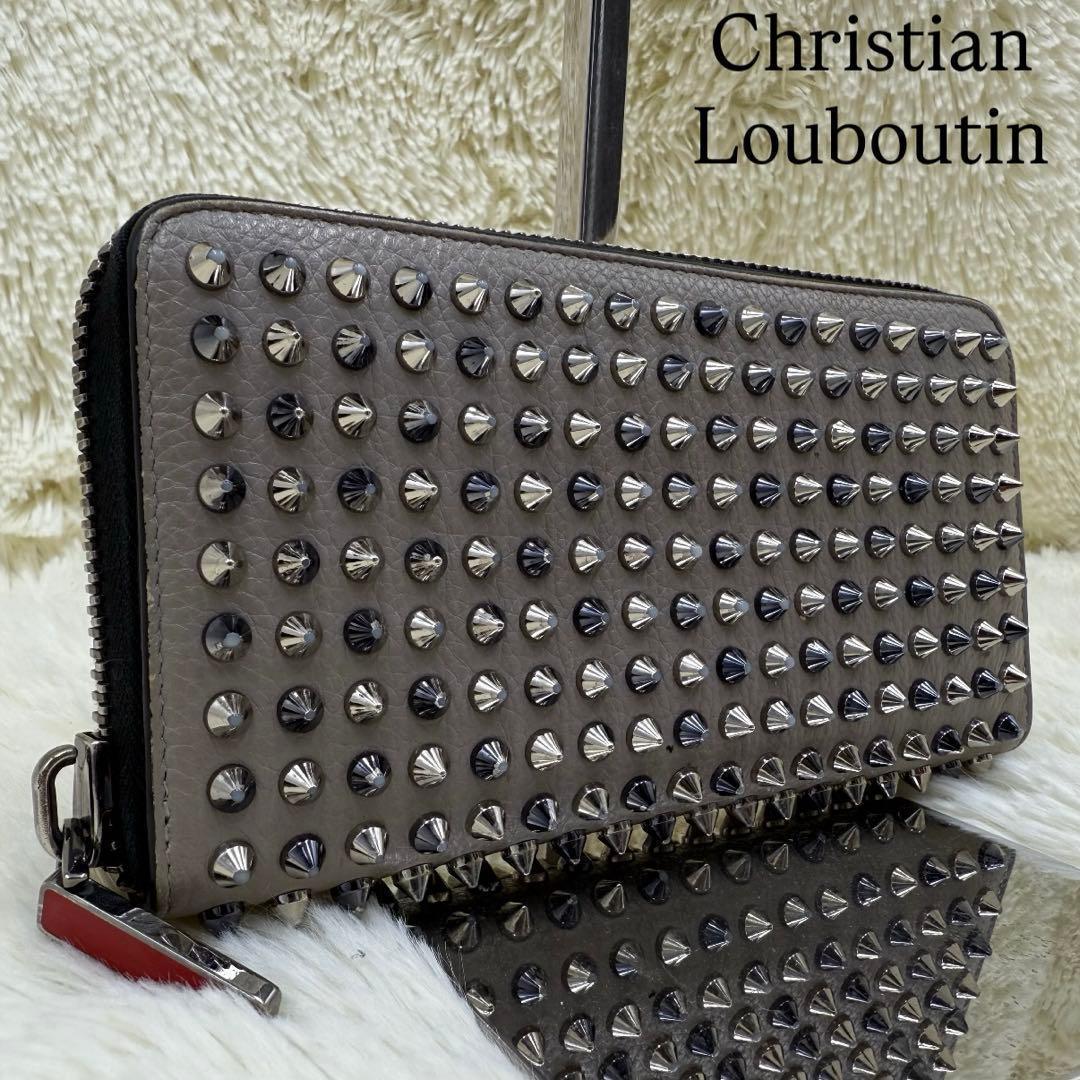 ✨美品✨ルブタン ラウンドジップ パネトーネ ラウンドジップ　グレー レザー Christian Louboutin（クリスチャンルブタン） Panettone Wallet