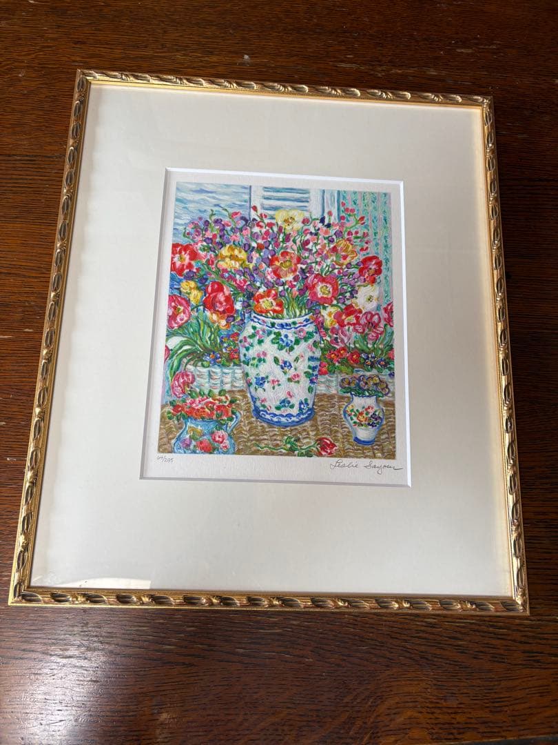 レスリー・セイヤー「花の作品」版画 直筆サイン シリアル入り