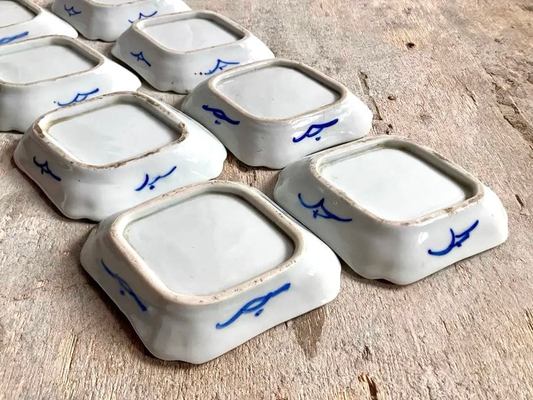 ✓骨董✓アンティーク/菱形皿絵付け/8客セット