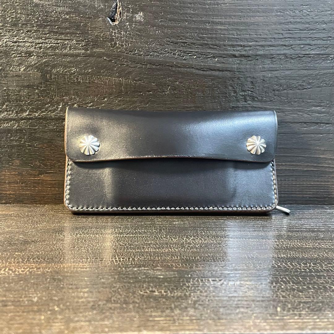 HORWEENクロムエクセル　セミロングトラッカーウォレット2層シルバーコンチョ