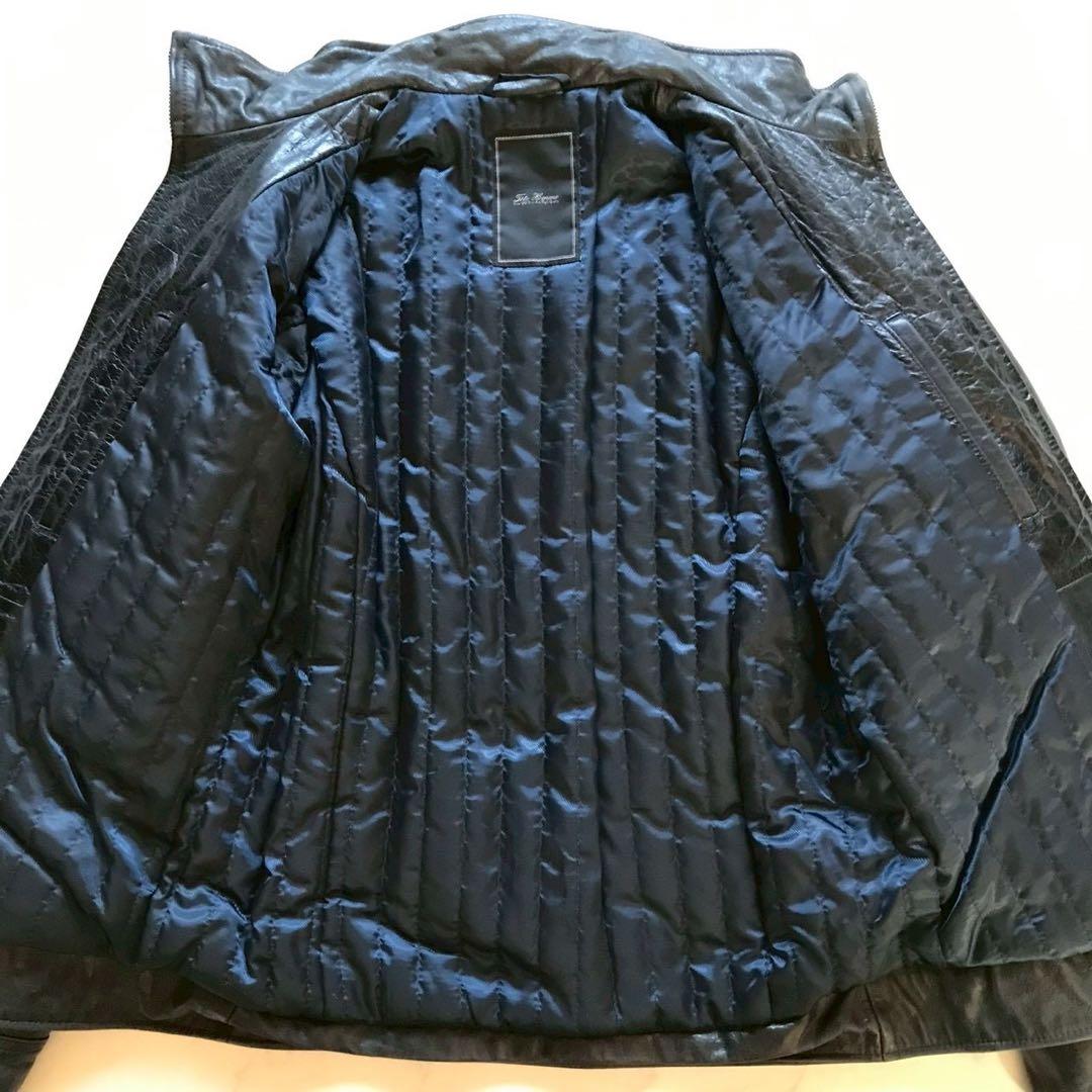 XL相当✨テットオム 牛革 レザージャケット 裏地キルティング ブラック