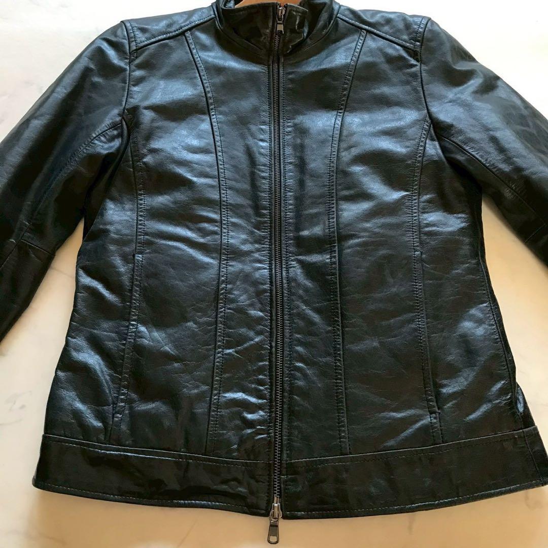 XL相当✨テットオム 牛革 レザージャケット 裏地キルティング ブラック