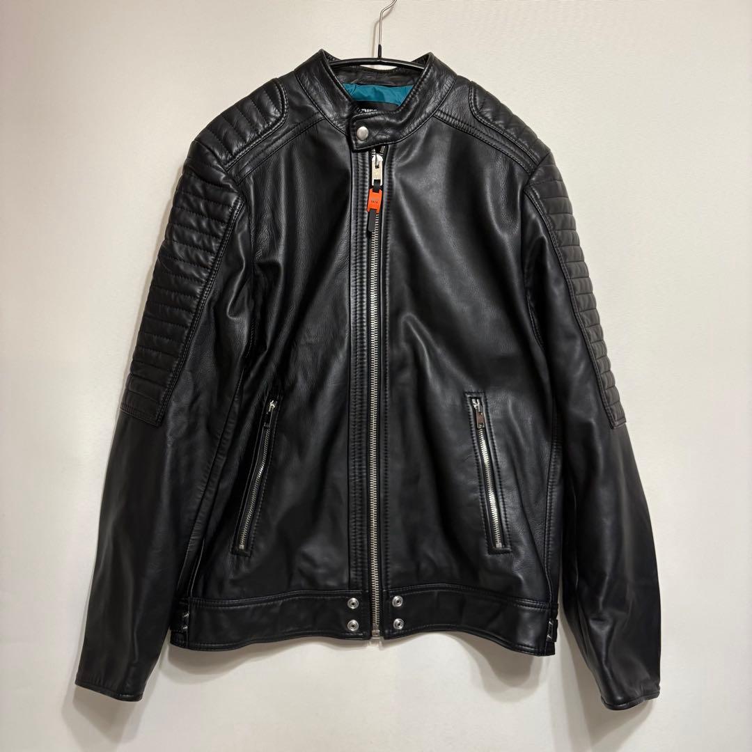 美品 DIESEL L-SHIRO JACKET 羊革 ライダースジャケット L DIESEL（ディーゼル） レザー ブルゾン メンズ 革ジャン ライダース