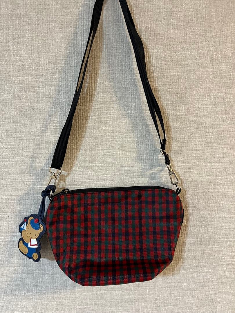 ファミリア　ポシェット　ショルダーバッグ　赤チェック　XF