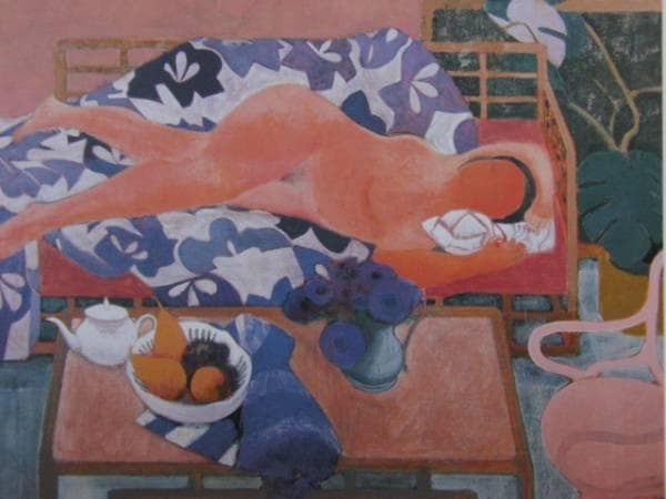 奥村光正、裸婦のいる室内、希少な額装用画集より、美品、新品額装付