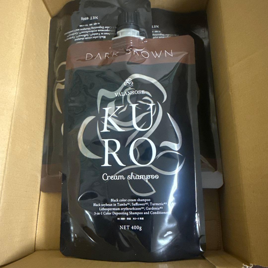 VALANROSE KURO Cream Shampoo ダークブラウン 3個 VALANROSE（バランローズ） KUROクリームシャンプー 3個セット(400g×3