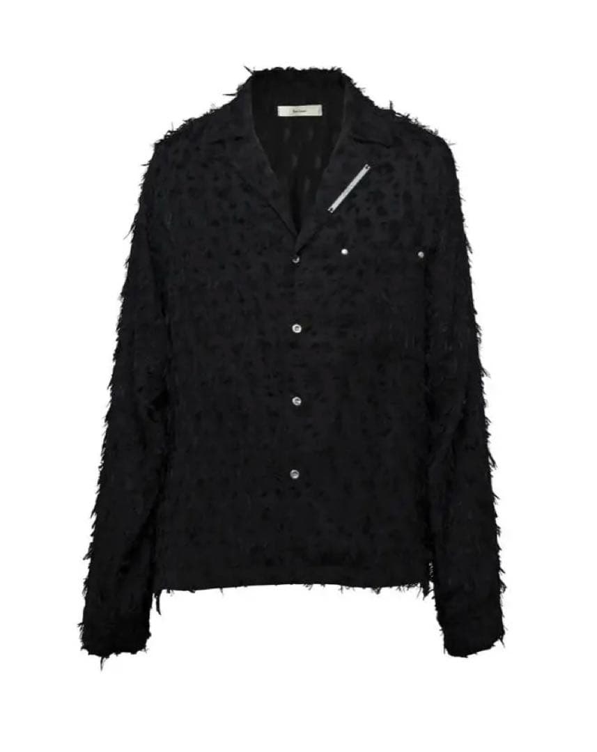トップス Jent Louis Fringe Open-Collar Shirt ブラック jent louis