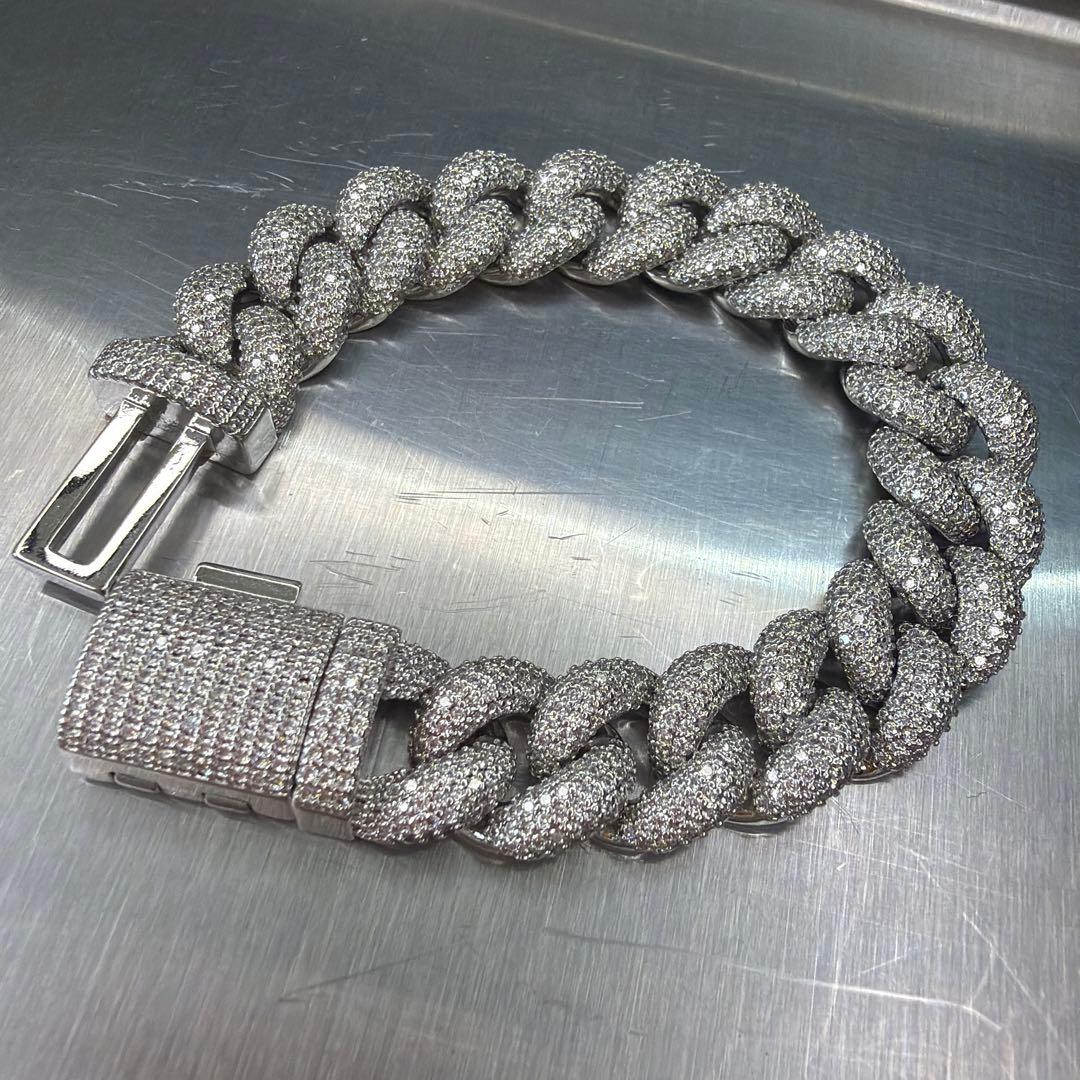 フルジルコニア マイアミキューバンチェーン ブレスレット CZダイヤ
