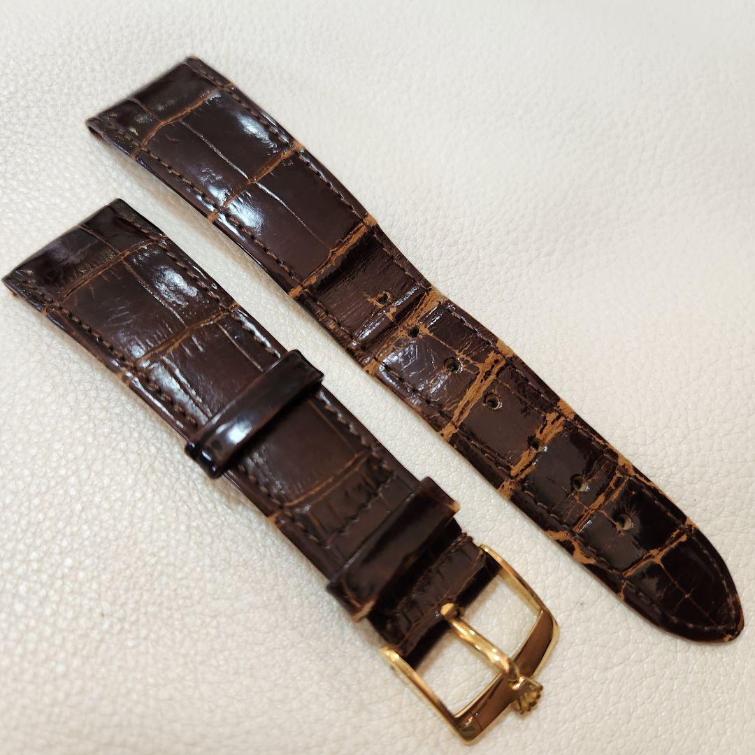 N㊵ロレックス純正 K18YG無垢 16mm尾錠 クロコ?ベルト