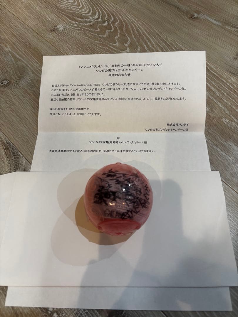 ワンピの実世界限定5個サイン入りジンベイ