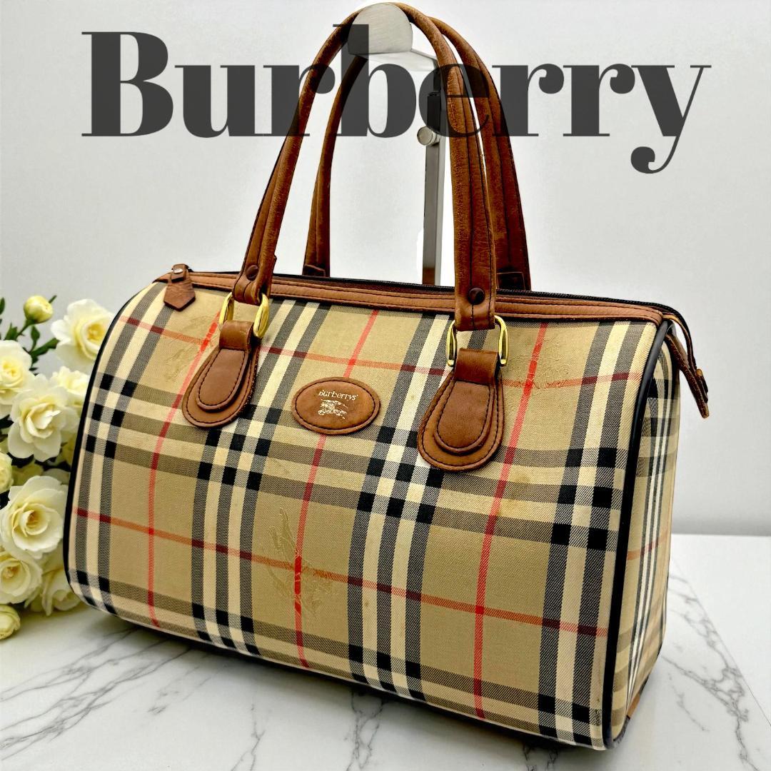 【良品】バーバリー　ボストンバッグ　ミニ　ハンドバッグ　ノバチェック Burberry バーバリー ノバチェック ミニボストンバッグ
