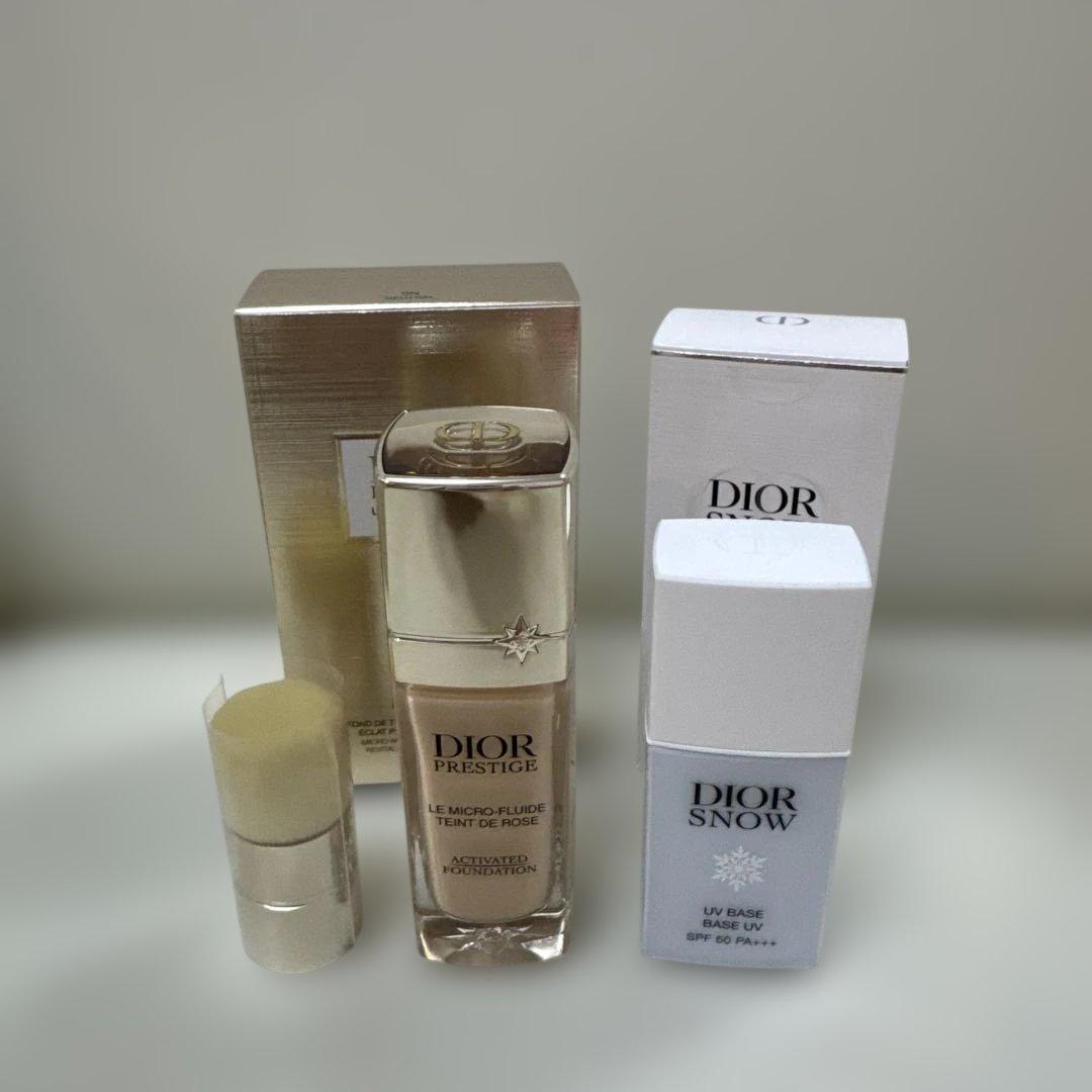 ディオールプレステージルマイクロフルイドタン色0N、スノーブルー下地セット