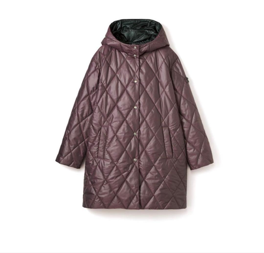 ピッコーネ ワインレッド ダウン 中綿 コート ひざ丈 キルティング