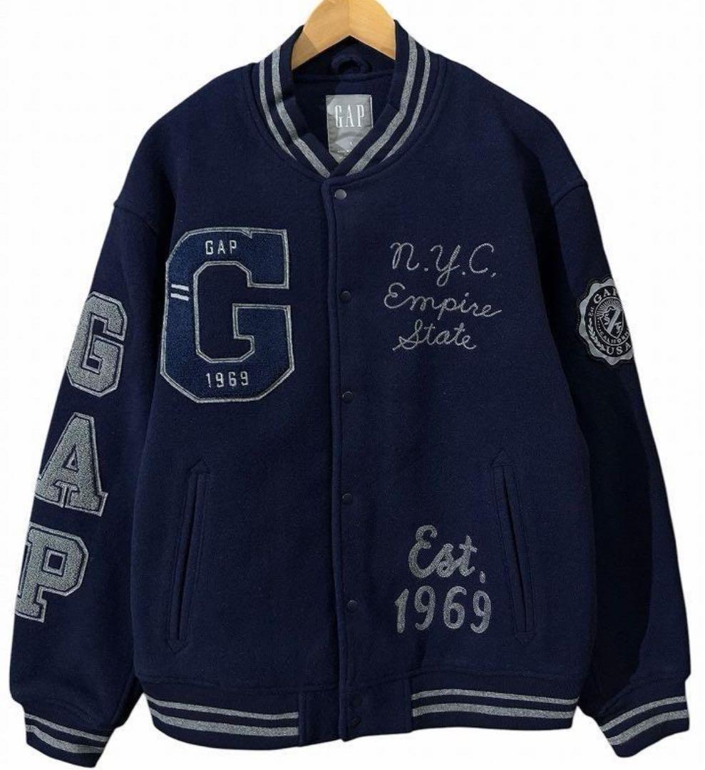 GAP ウールバーシティジャケット スタジャン ネイビー XL、未使用