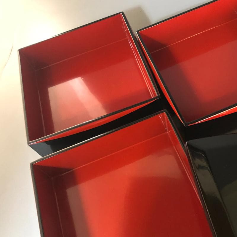 ◇510◇特選 本漆塗り 六五三段重 栄治作 漆器 会津塗 塗分 隅立 胴張