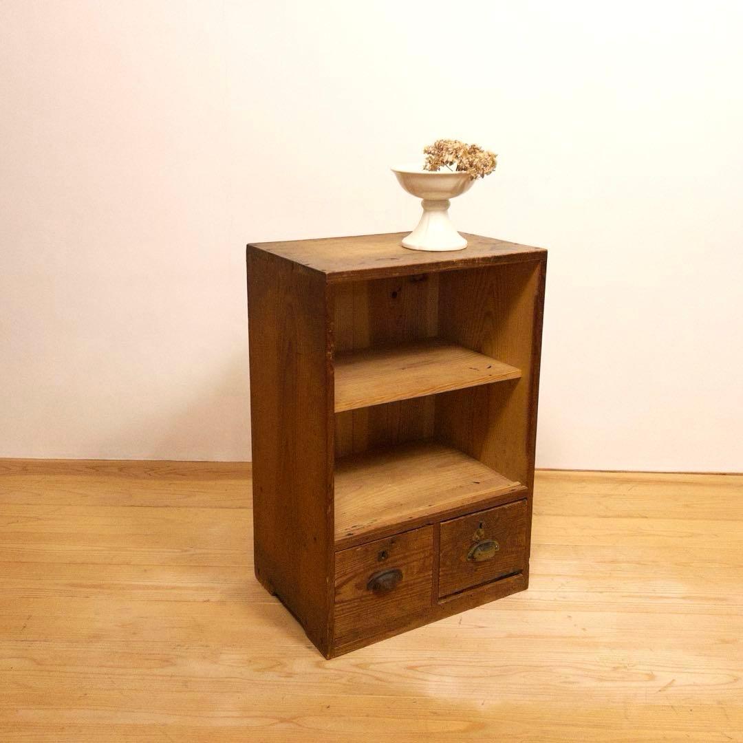 引き出し付き　木製　収納棚　古道具　古家具　和家具　ビンテージ　アンティーク