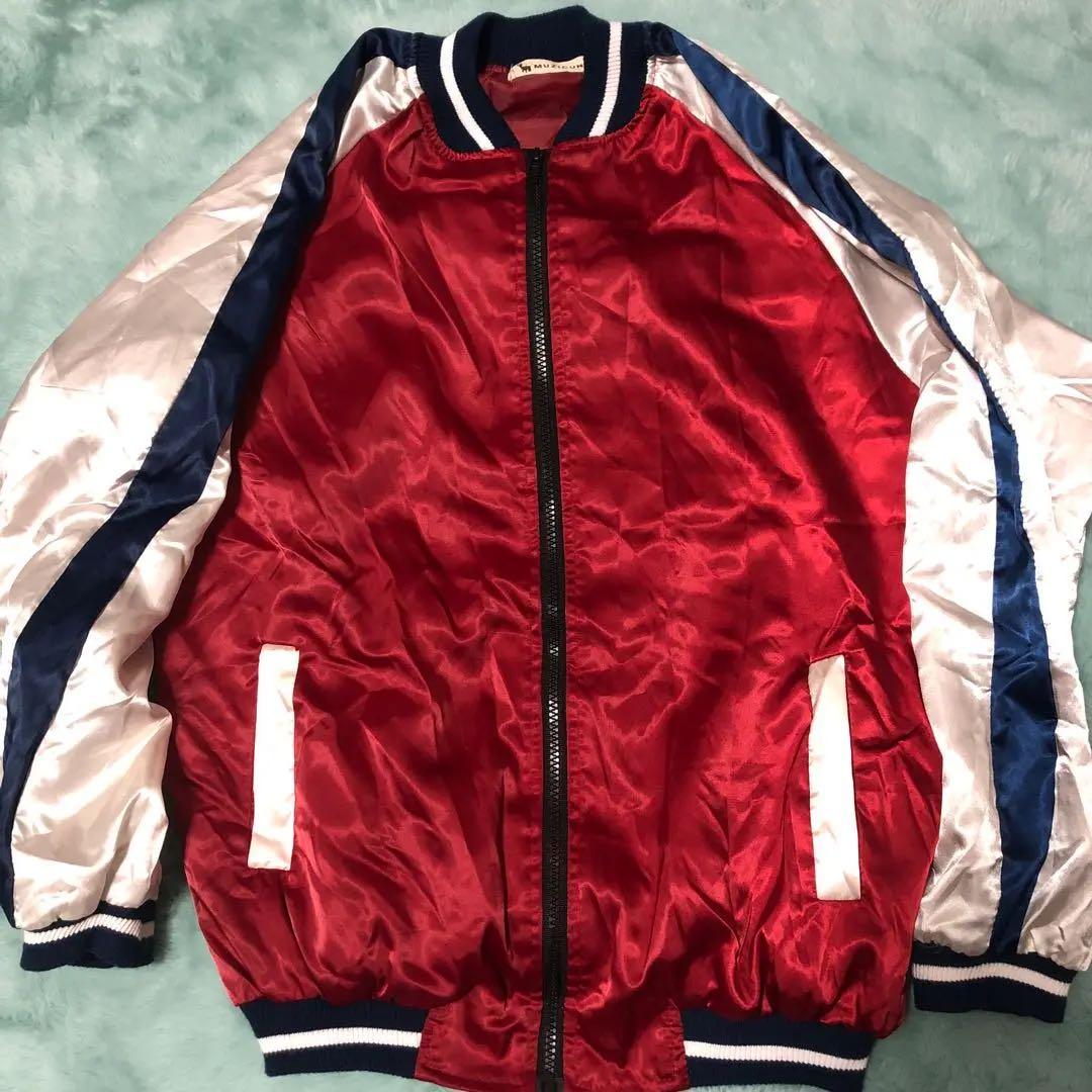 スカジャン 龍 レッド シルバー ドラゴン 刺繍 - メルカリ