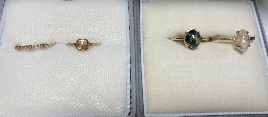 プ*ン様 agete アガット ゴールドリングセット（ストーン付き） 4点まとめ