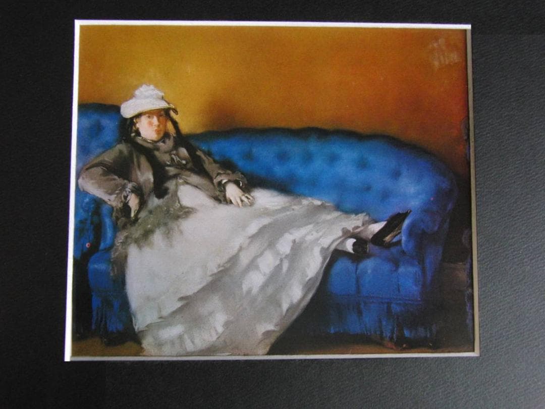 エドゥアール・マネ、【青い長椅子にすわるマネ夫人】、希少な額装用画集より