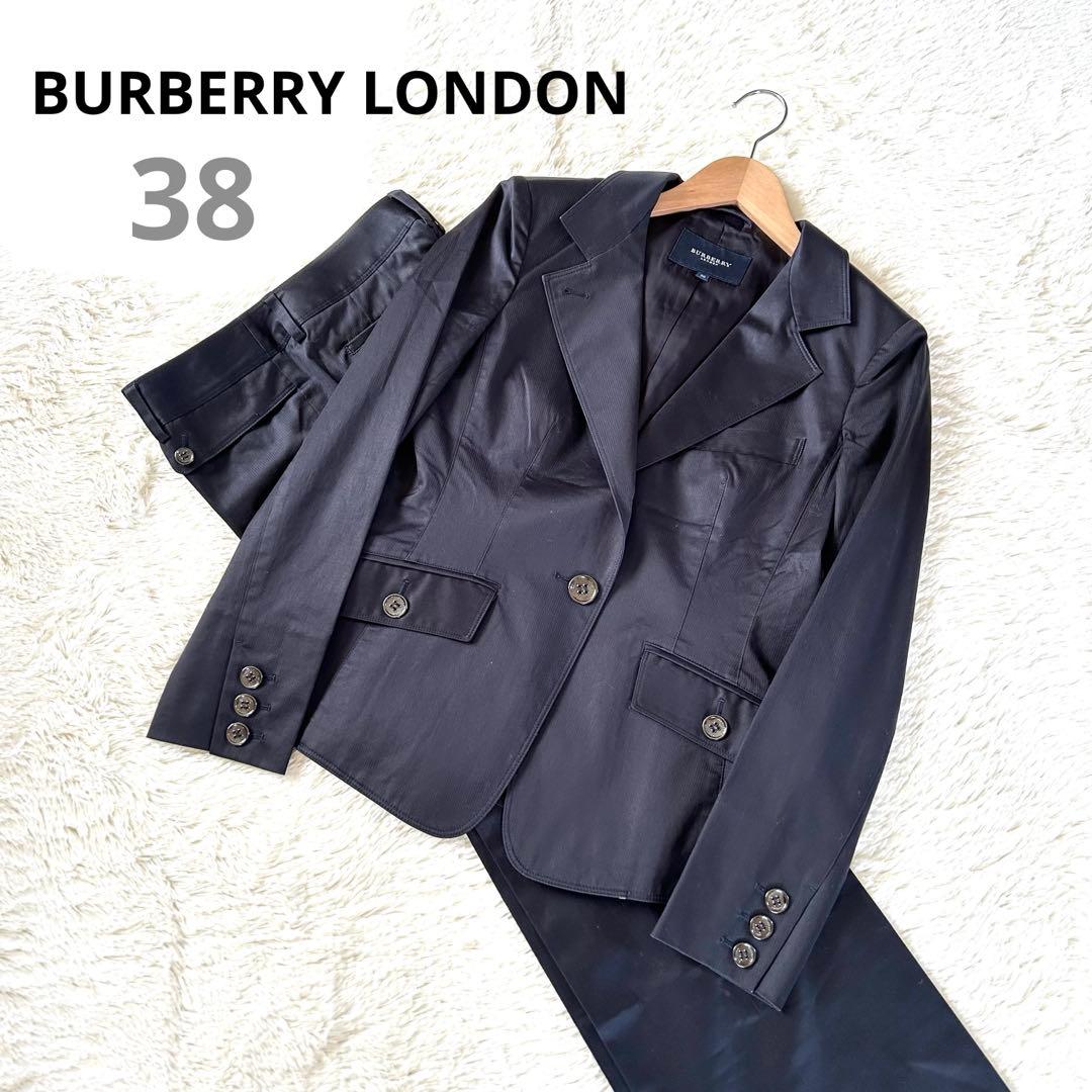 バーバリーロンドン パンツスーツ ネイビー テーラードジャケット 38