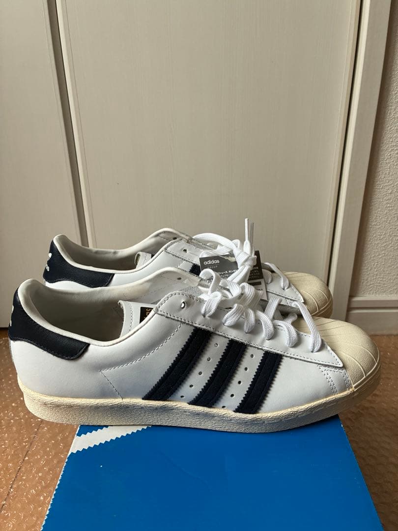 美品　アディダス スーパースター 80s 白紺US9 27.0cm 金ベロ