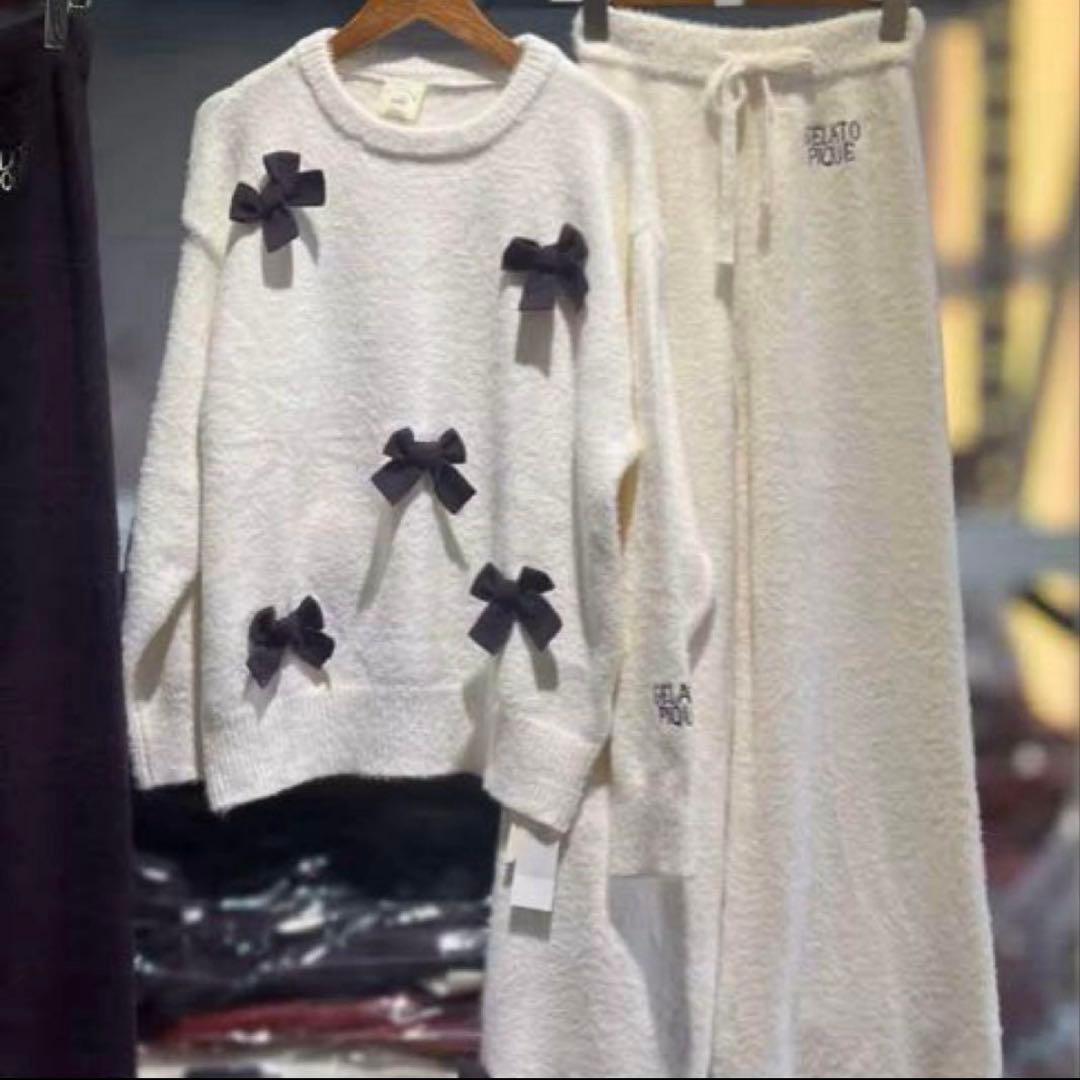 ジェラートピケ リボン プルオーバー ロングパンツセット - メルカリ