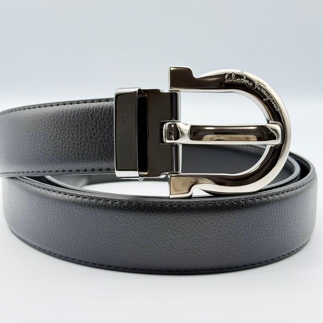 ✨美品✨フェラガモ ベルト ガンチーニ 新品ベルト シルバー金具 レザー メンズ
