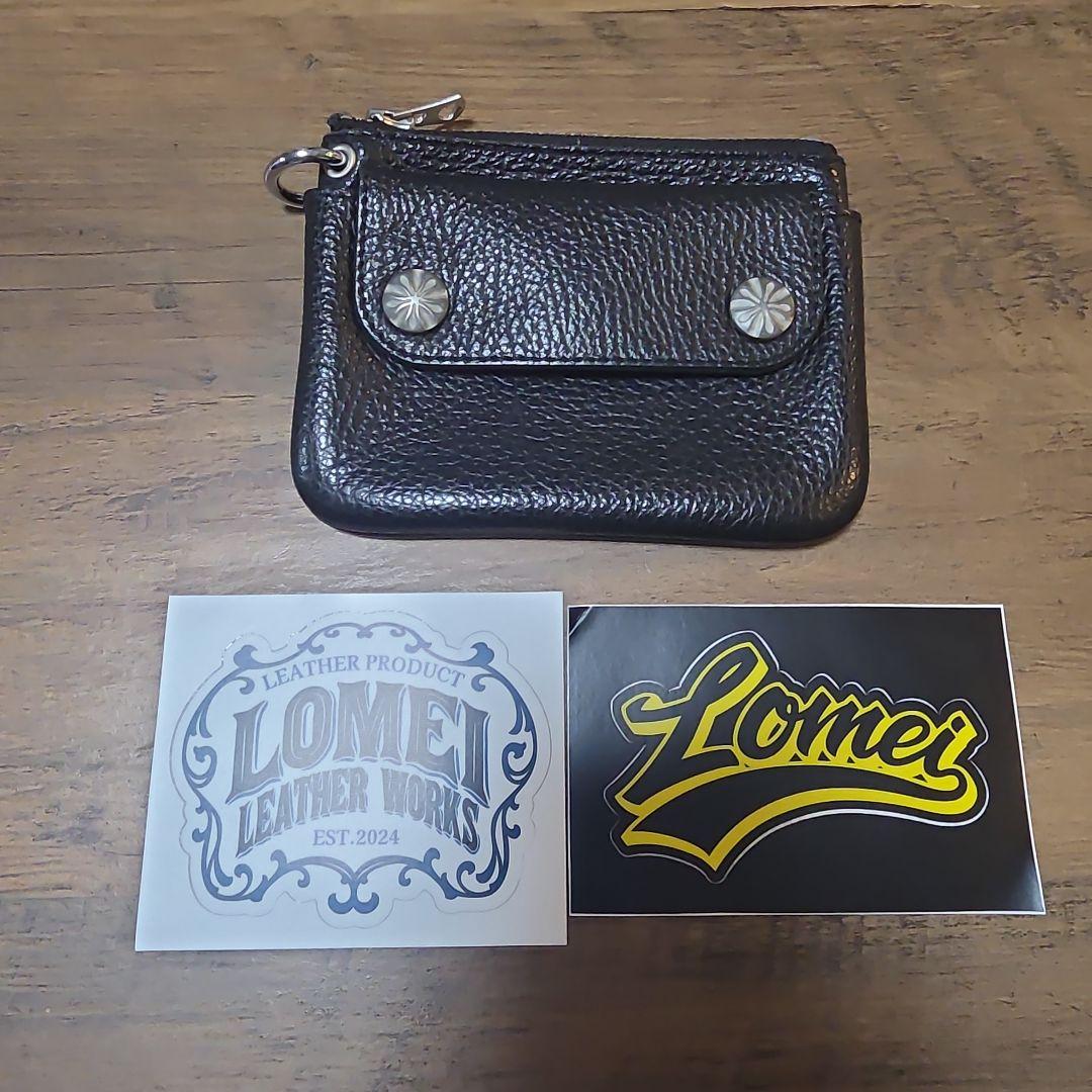 LOMEI Zipper Compact Wallet、ブラック