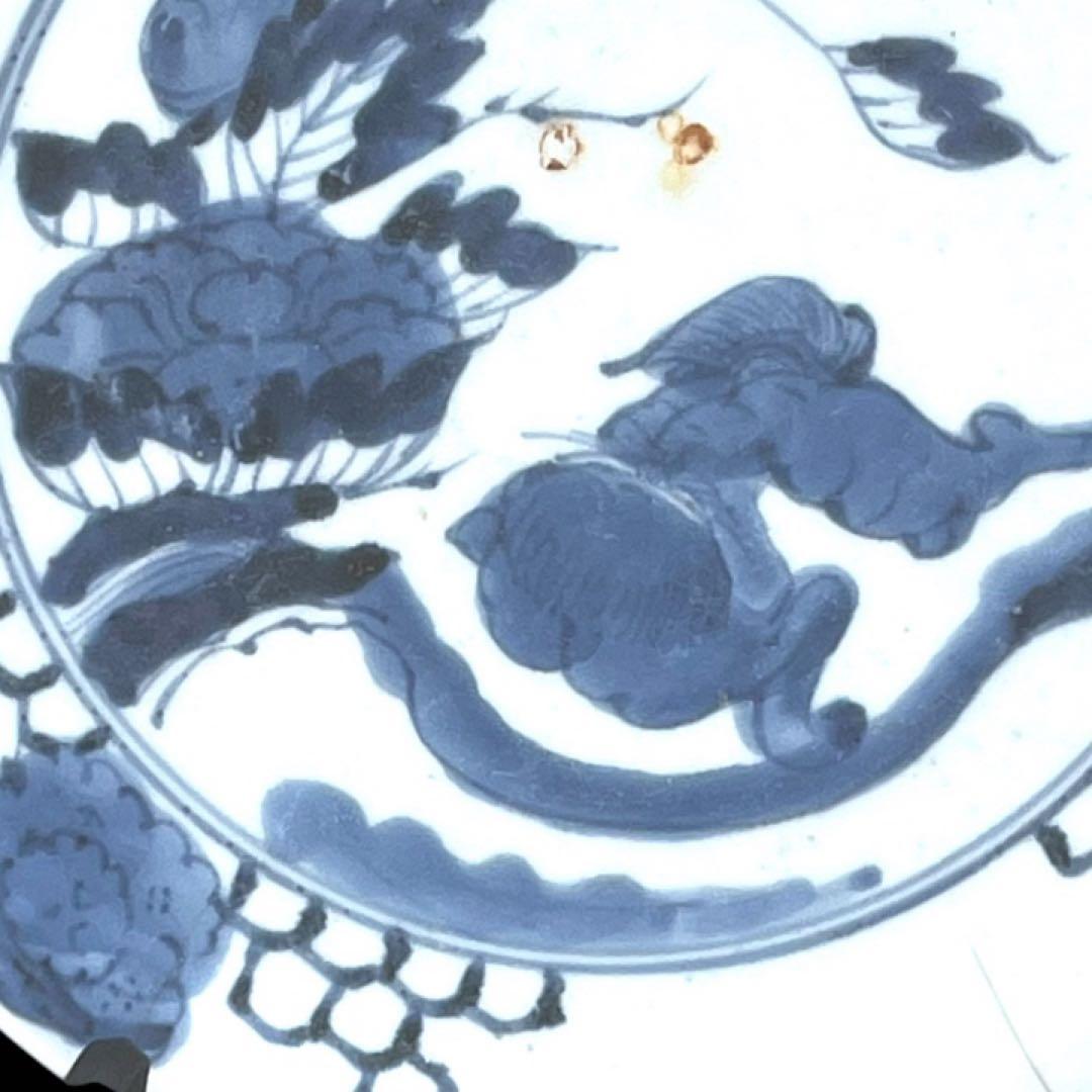 古伊万里 富貴長春 唐獅子牡丹図 染付 江戸期 緣起物 大皿 - メルカリ