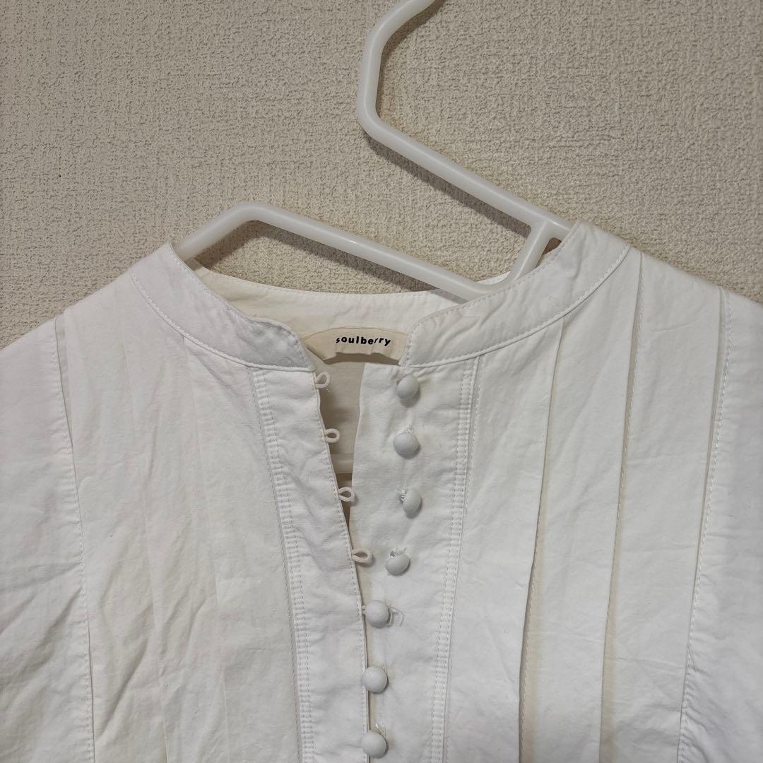 ソウルベリーブラウス 私のくるみ釦ブラウス ホワイト LL - メルカリ