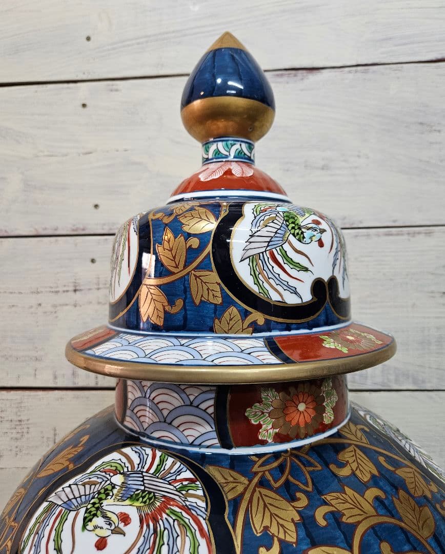 幸右衛門 作 有田焼 飾壺 花瓶 沈香壺 金彩 大型 壷 約80cm 古民家