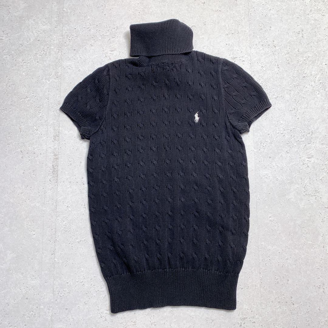 ラルフローレン コットン ケーブルニット タートルネック ポニー刺繍 M