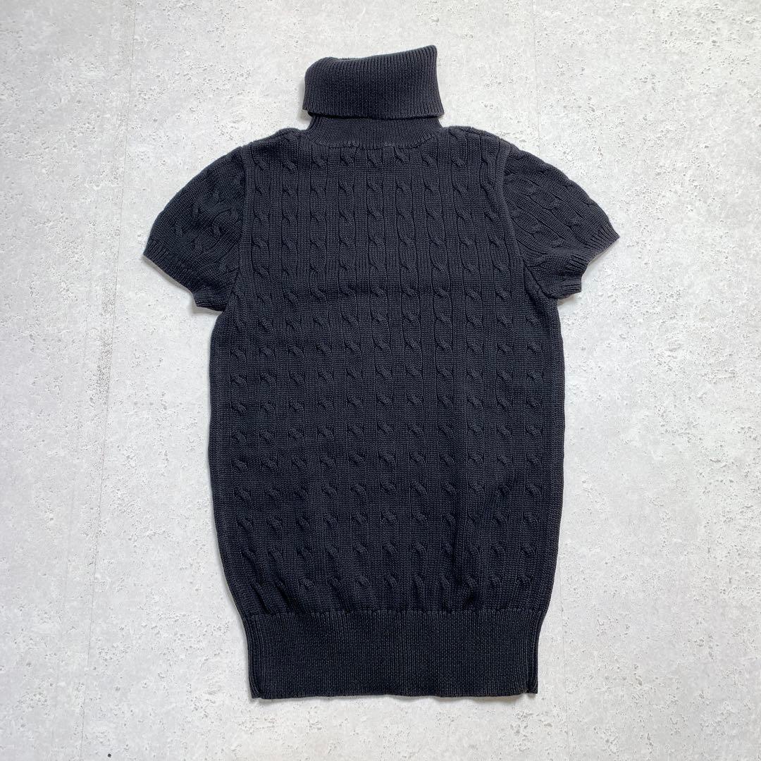 ラルフローレン コットン ケーブルニット タートルネック ポニー刺繍 M