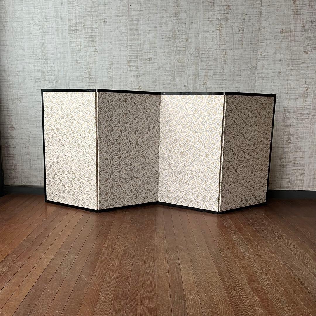 アンティーク】御肉筆屏風 四曲一双 日本画 金屏風 玉泉銘 古道具