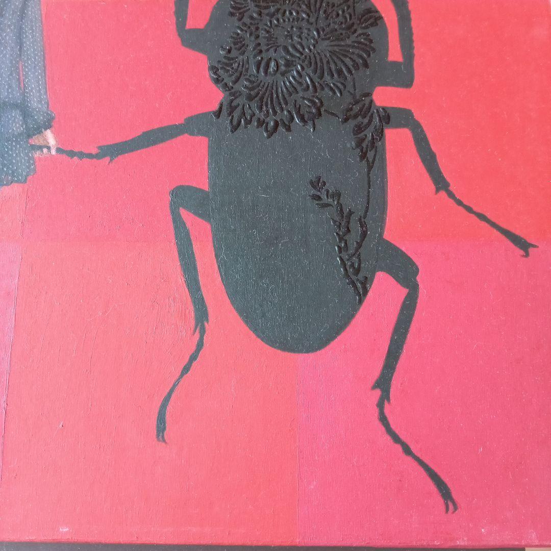 現代アート作品　松山賢　『抽象ガールと模様昆虫・赤』（A.R.）