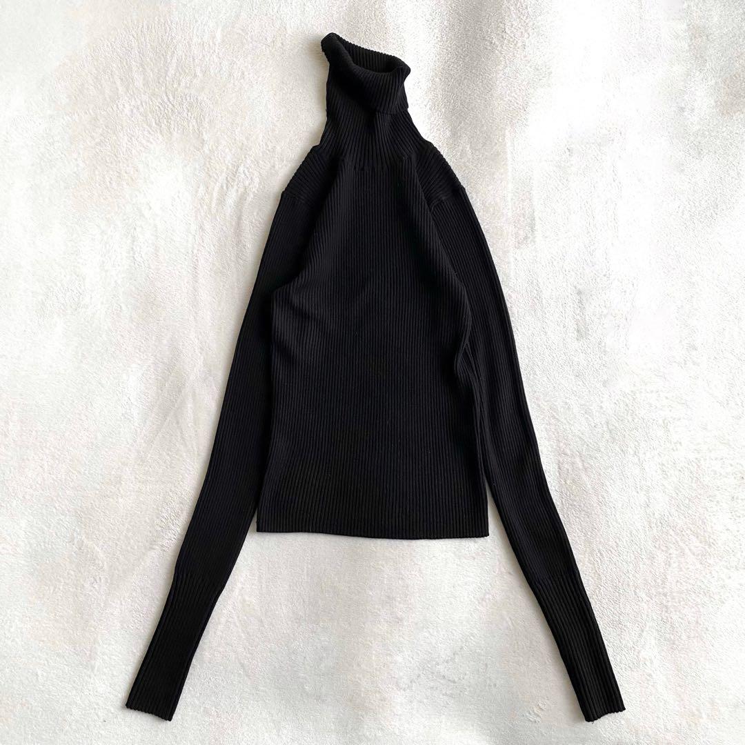 美品✨】AP STUDIO 畦タートルネックプルオーバー 伸縮性抜群 ブラック