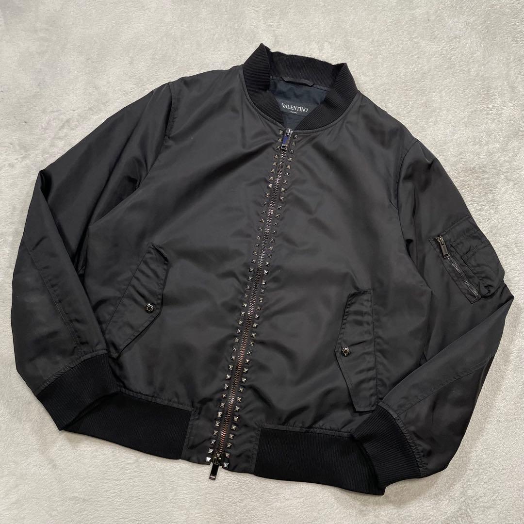 ヴァレンティノ MA-1 ブルゾン ナイロン ロックスタッズ 黒 56 - メルカリ