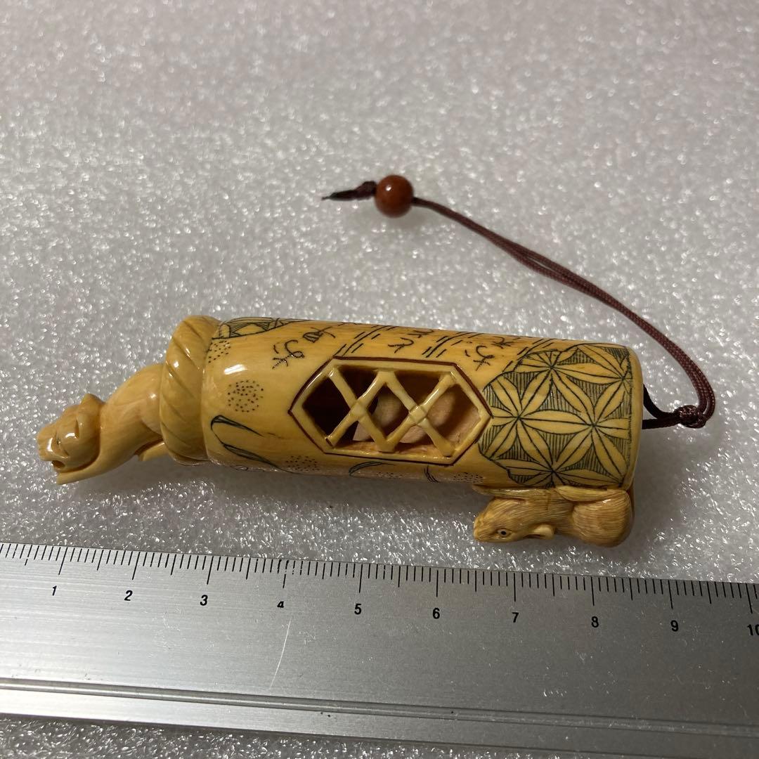 極上 天然素材 猫鼠彫刻 根付 提げ物 置物 - メルカリ