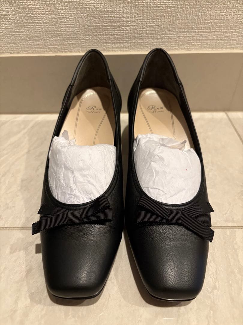Riz raffinee リボンパンプス ブラック