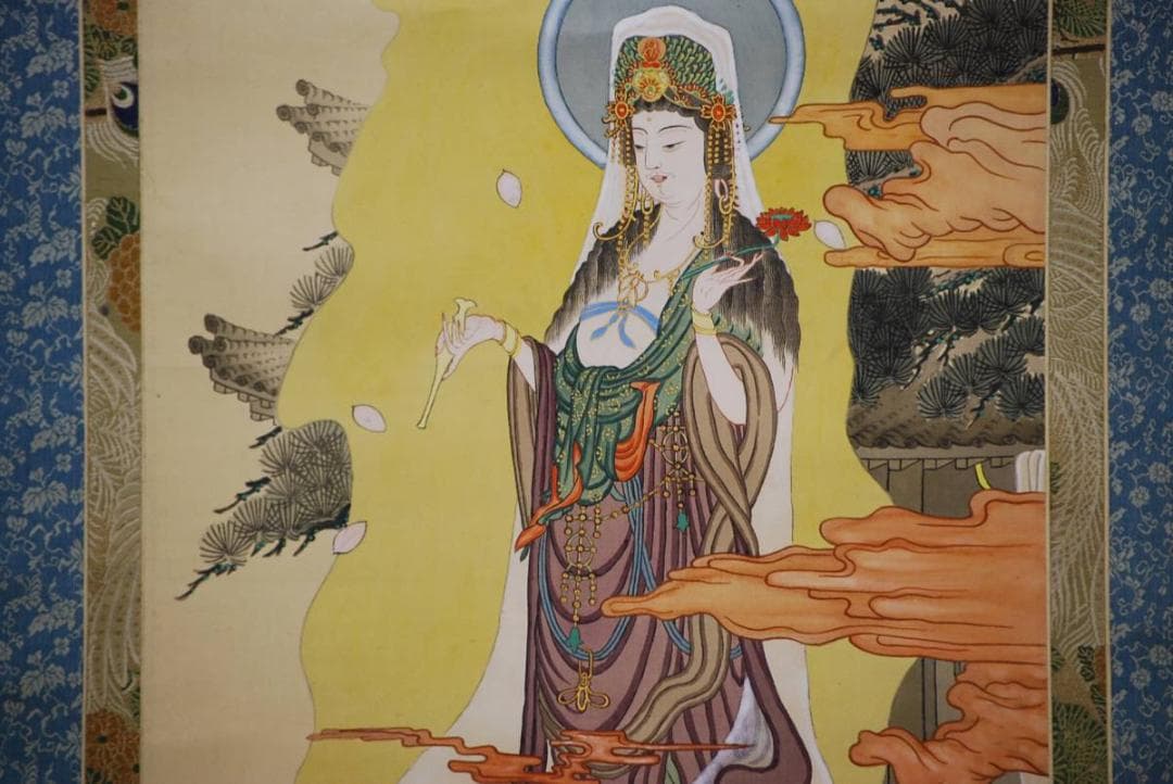 模写/梅雪/観音図/布袋屋掛軸HD-284