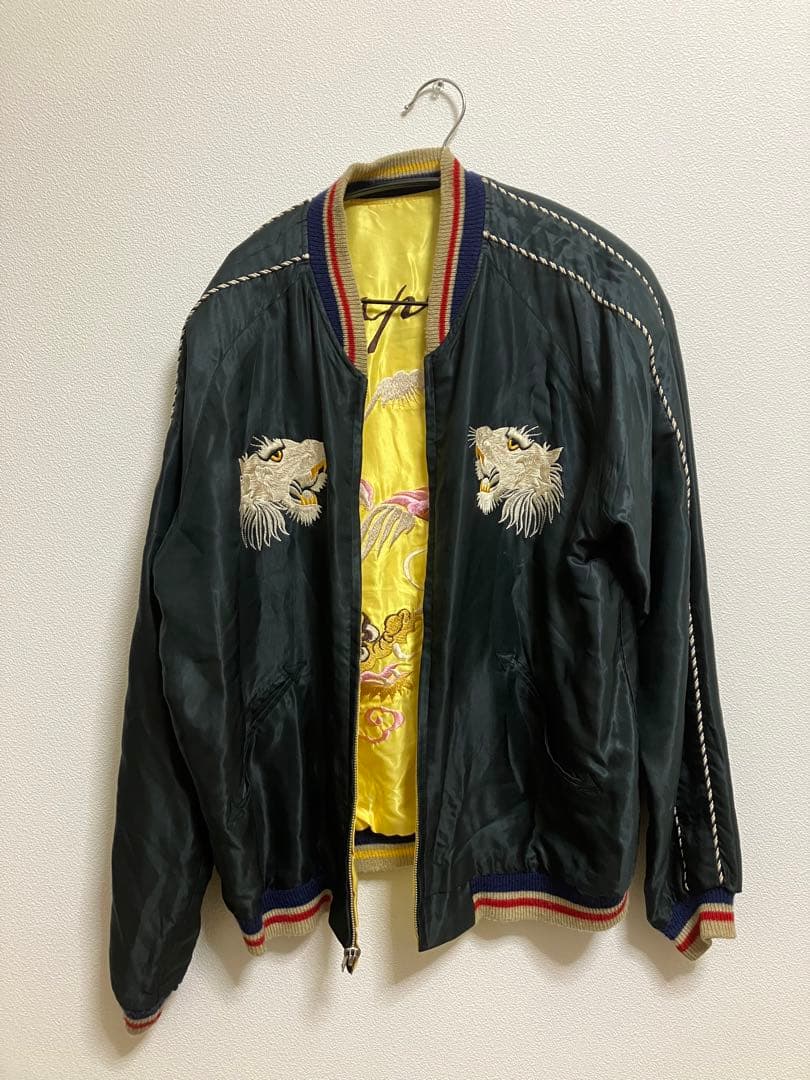 テーラー東洋 アセテート スーベニア スカジャン 白虎×鷲龍 L