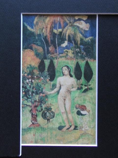 ポール ゴーギャン、【異国のエヴァ】、新品高級額 額装付、年代物・希少画集画