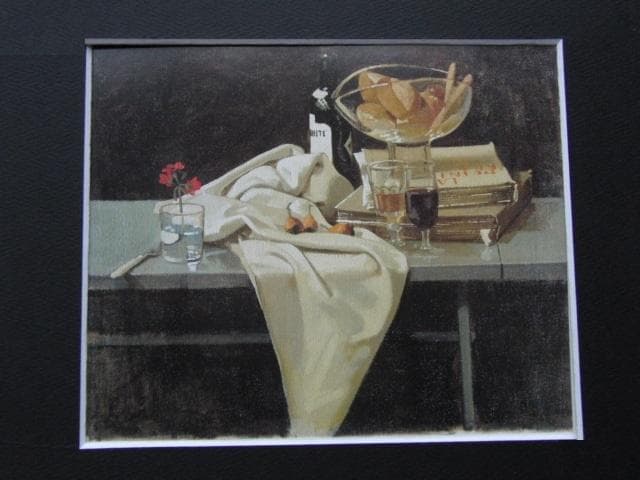 小磯良平、【パンとブドー酒】、希少な大判額装用画集より、美品、新品額装付