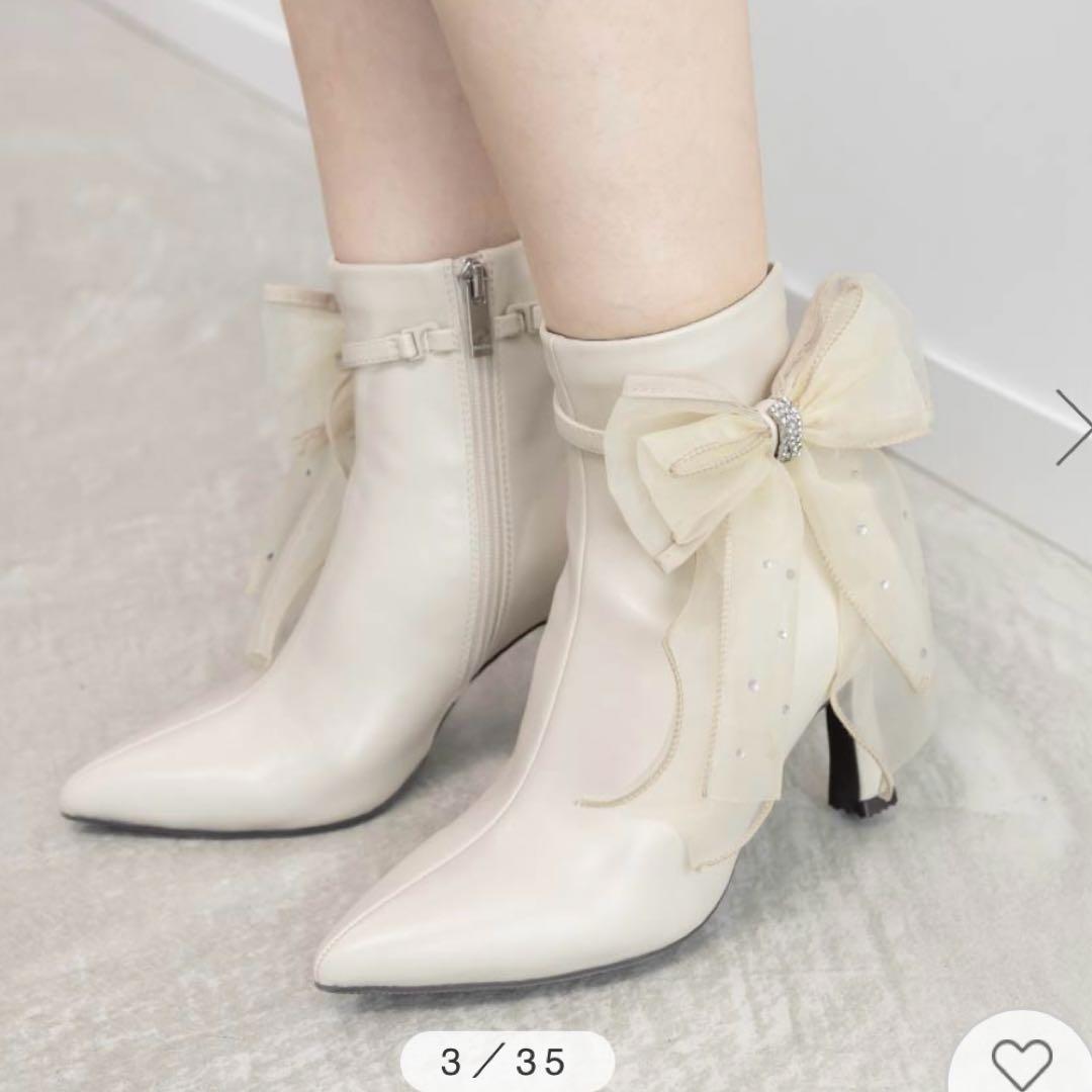 RANDA ランダ　2wayシアーリボンショートブーツ　Lサイズ