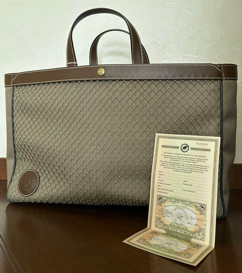 【新品】HUNTING WORLD トートバッグ タグ・保証カード付 カーキ