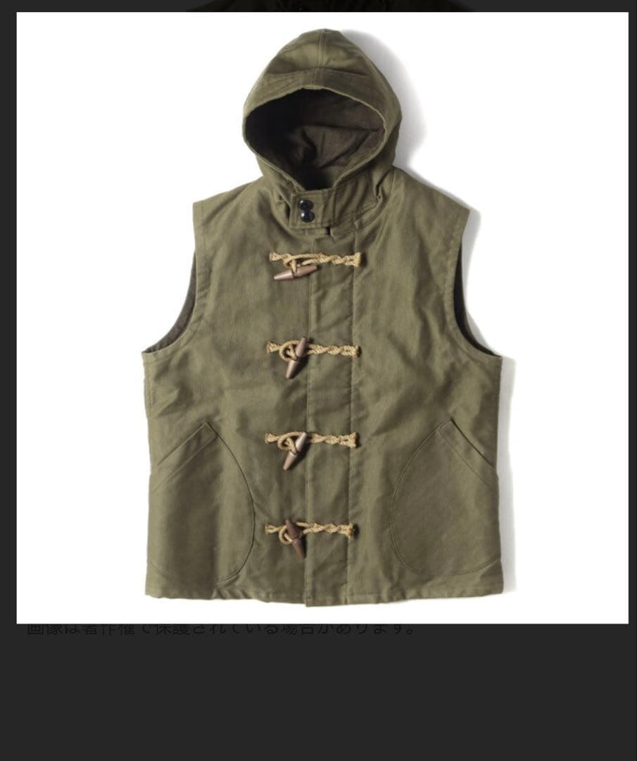 ジェラード　フード付きダッフルベスト オリーブグリーン　JELADO