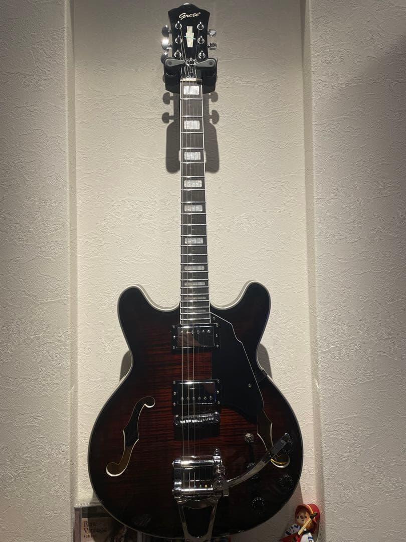 Grote エレキギター ブラウン セミホロウボディ Amazon | GROTE Jazz エレキギター セミホローボディ クロームハード