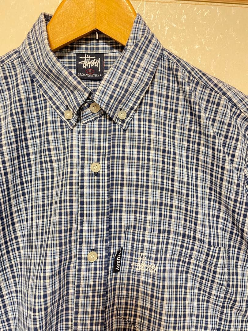90's old stussy 半袖チェックシャツ M USA製