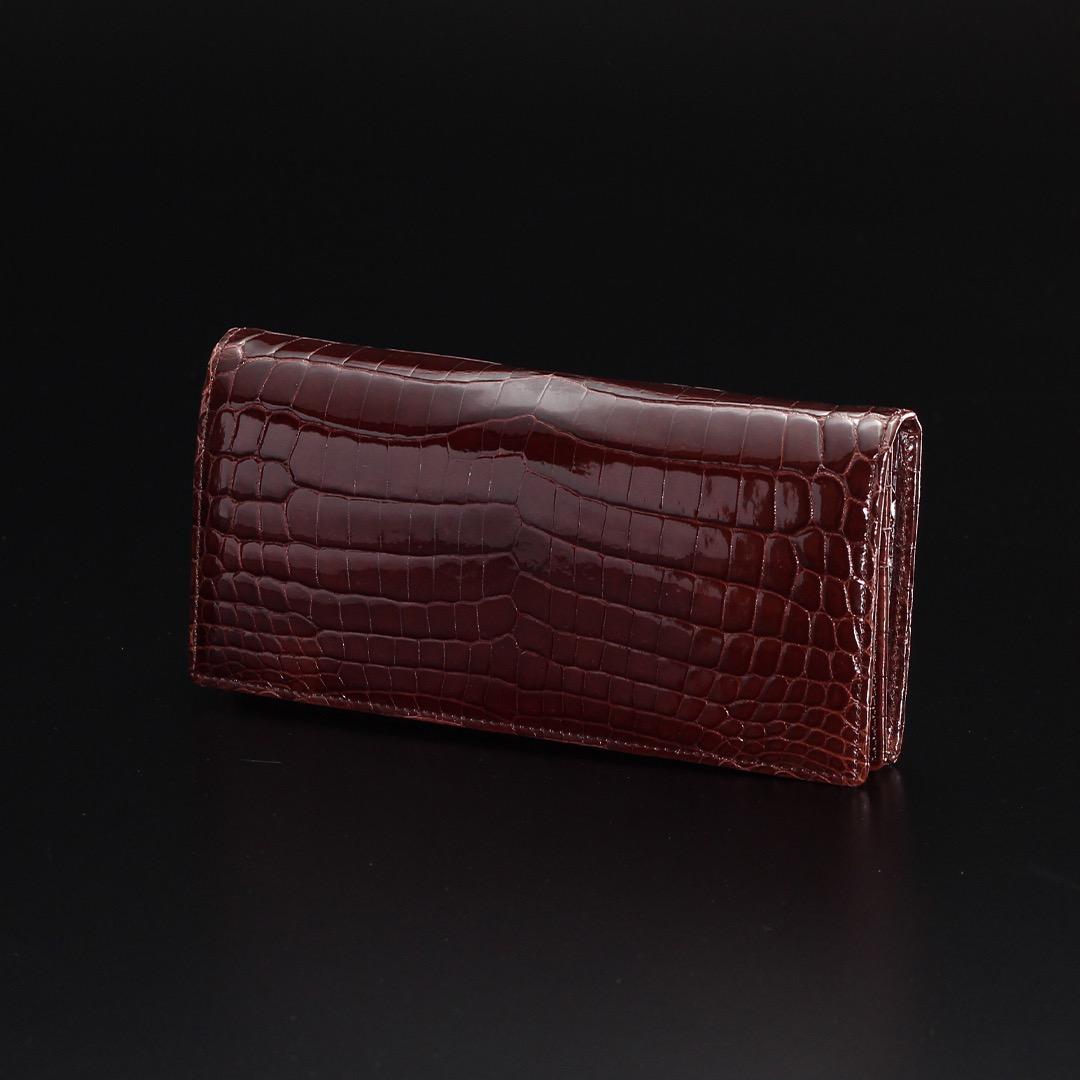 クロコダイル　長財布　BROWN